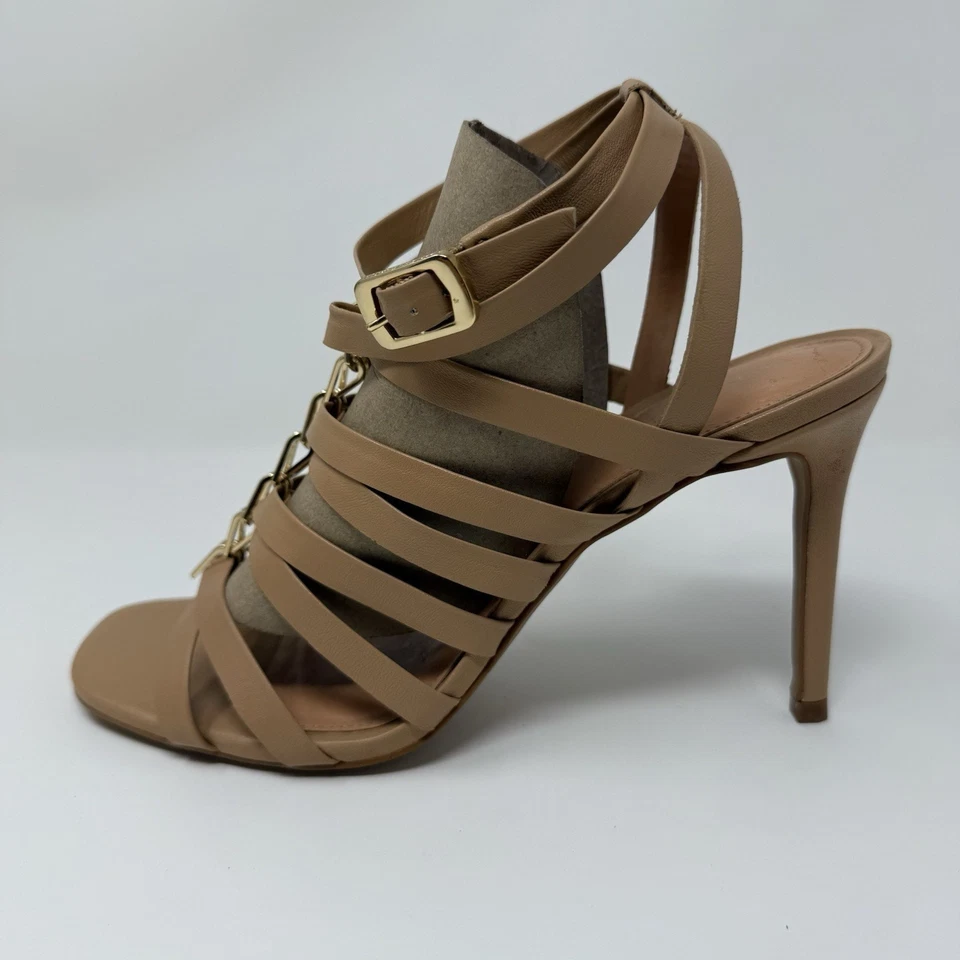 Vince Camuto Nude Strappy Gladiator Stiletto Sandals Size 10 Brown Leather - Image 3 of 4