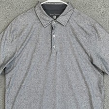 Hickey Freeman Polo Shirt Mens Large Gray Golf Rugby Stretch Short Sleeve EUC