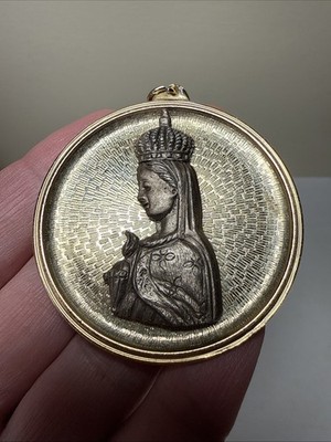 Maria Himmelskönigin goldfarben Anhänger religiöse Medaille 2'' katholisch