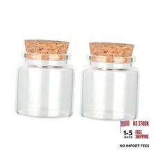 Decorative Round Glass Bottles with Cork Stoppers 2 Pcs / 1.7 fl oz. 