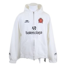 BALENCIAGA 744457 Soccer Paris Zip-Hoodie tops M white