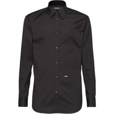 DSQUARED2 Hombres Negro Mini D2 Camisa Relajada Camisa de Vestir con Botones Talla 50 Italia