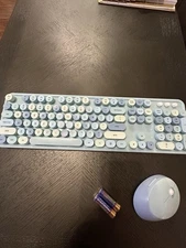 Mofii Sweet Wireless Computer Keyboard and Mouse Combo, Full Size Keyboard Blue