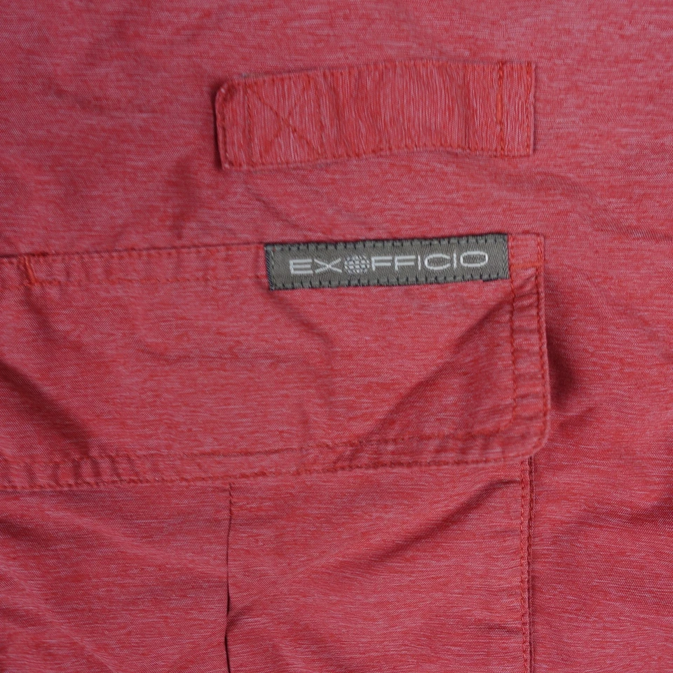 ExOfficio Shirt Mens Large Red Button Up Long Sleeve Performance Outdoor Pockets - Image 3 of 4