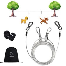 Dog Tie Out Cable for Camping - 50ft Portable Overhead Trolley System for Dog...