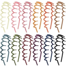 12 PCS Zig Zag Headbands Plastic Wavy Hair Head Band Comb with Teeth Hoop Access