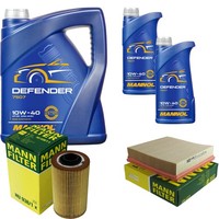Mann Inspektionspaket 7L Mannol Defender 10W-40 FüR Opel Omega B Caravan 2.5 TD