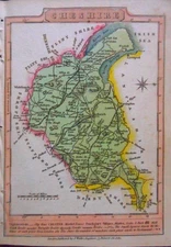 CHESHIRE - Original Antique J Wallis County Map (c1810) Small Size, Antiquarian