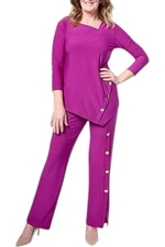 Antthony Women's 2-piece Asymmetrical Top and Pant Set Magenta