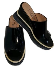 L'Artiste spring step Black slide in wedge sandal patent leather size 38
