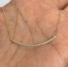 0.80Ct Round Lab Created Diamond Dainty Bar Necklace 14K Yellow Gold Plated