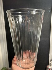 Large Clear Scalloped Glass Flower Vase 10  Tall