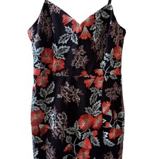 GUESS Est. 1981 Floral Embroidered Black Dress Size 4 Bodycon Hi-low Sexy Dress
