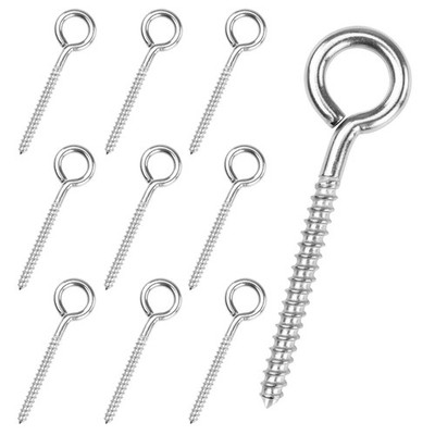 Muzata 10 Pack Eye Screws 3.3 Inch Stainless Steel Screw Hook 10P, Silver 
