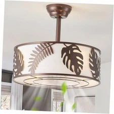 20" Farmhouse Rustic Caged Ceiling Fan with Light Fandelier Ceiling Fan Brown