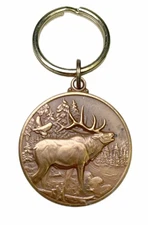 Elk Bronze Metal Coin Key Chain Holder 1.5” Diameter