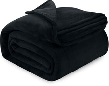 Black Fleece Blanket King Size Lightweight Fuzzy Soft Anti-Static Microfiber ...