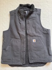 Carhartt 104277 Sherpa Lined Canvas Vest Gravel Gray Mens Medium