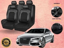 For all AUDI SEDAN Seat cover 5 seats full set faux Leather black