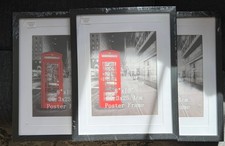 Set Of 3 New Black Picture Frame Displays 8x10 With Mat or 11x14 Without Mat