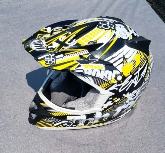 THH Helmet Off Road Motorcross XS 53-54cm TX-23 Hardly Worn Yellow White & Black - Image 2 of 4