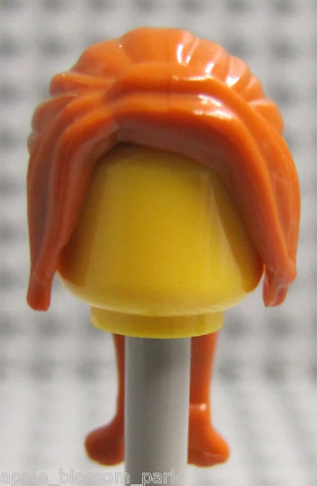 NUEVO Lego Mujer Minifigura PELO NARANJA OSCURO Castillo Princesa Niña Cola de Caballo Cabeza Equipo Foto 3 de 4