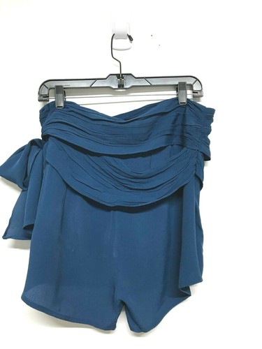 Free People Womens Sapphire Blue Faux Wrap Tie Knot Bow Shorts Size 12 NWT - Picture 4 of 5