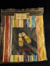 Longaberger Tote Sunny Day Rainbow Summer Stripe Denim Flip Flop Rare NIP