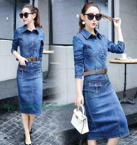 slim fit dress slacks Frenchy Blue Denim Dress: Perfectly Sexy and Stretchy for Women – Canary  Houze main image 1