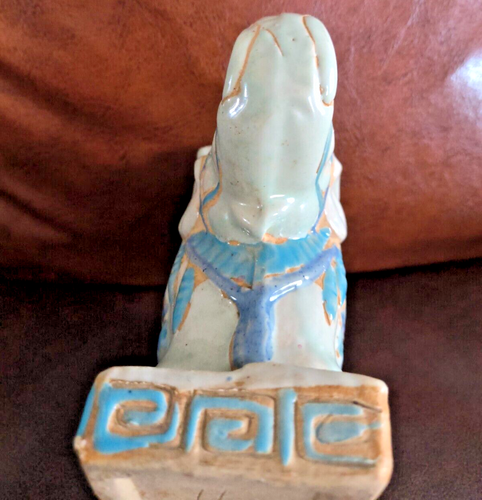 Vintage Asian Elephant Pottery Ceramic Plant Stand 5" White Blue - Picture 11 of 15