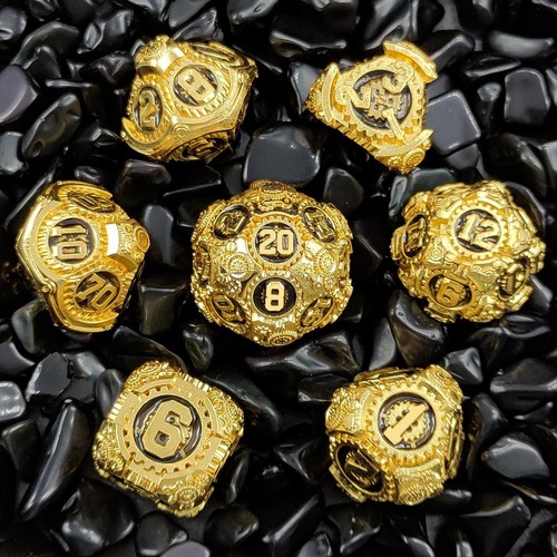 RPG Würfel Set Metall 7-Teilig Würfelzeit DSA DND Zahnräder Steampunk 17 Farben - Picture 17 of 31