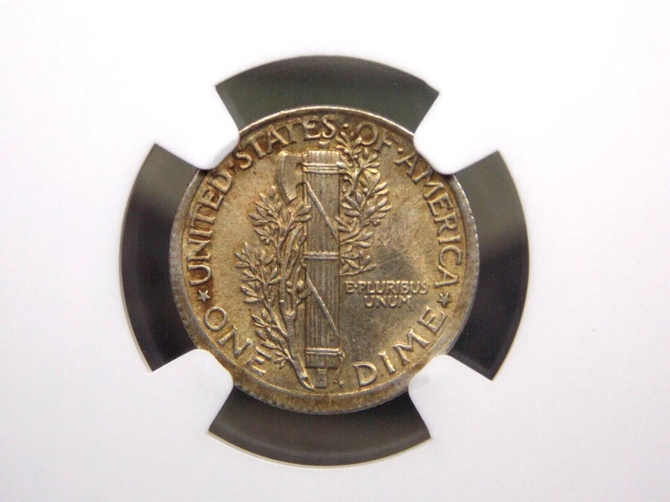 1923 "P" Mercury SILVER Dime 10c NGC MS64 FB #004 *FULL BANDS* BU Unc ECC&C, Inc - Image 2 of 4