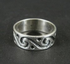 Ring Silver Band Swirls and Dots Sterling 925 Size 6.75 Band Ring