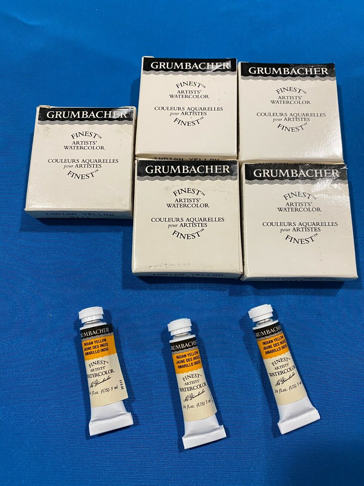 LOT of 15 TUBES VINTAGE GRUMBACHER FINEST ARTISTS WATERCOLOR PAINT INDIAN YELLOW