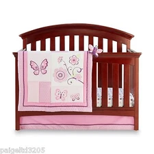 Little Bedding by Nojo Infant Girl's 4-Pc Crib Bedding Set Butterfly Blossoms 
