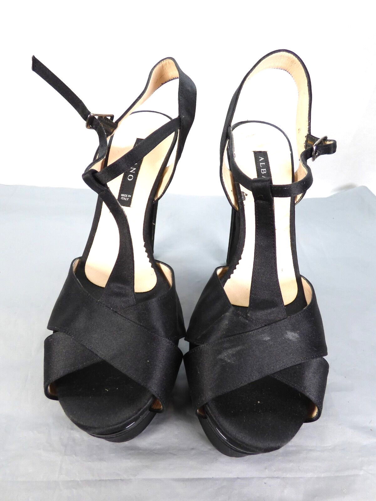 APL Sandali con tacco plateau neri Albano raso cinturino T bar festa eleganti EU 39 UK 6