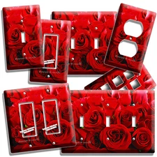 BEAUTIFUL RED ROSES BOUQUET LIGHT SWITCH OUTLETS WALL PLATES BEDROOM HOME DECOR