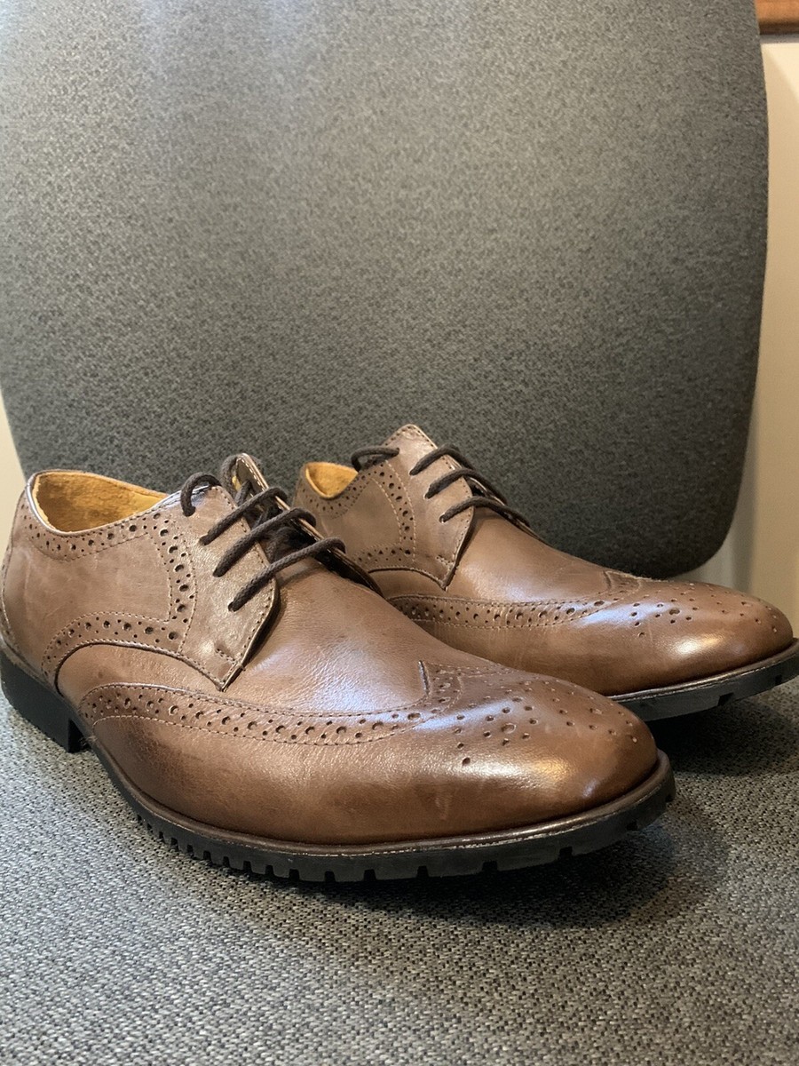 Sandro Moscoloni Shoes Mens Size 8.5 Brown‎ Leather Wingtip Oxford Brogue Dress Sandro Moscoloni Brown Leather Oxfords Size 11D main image 3