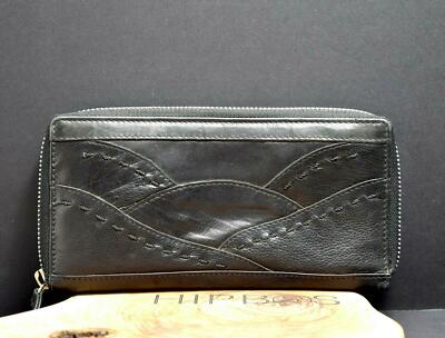 Rowallan Womens Large Leather Wallet Purse Black