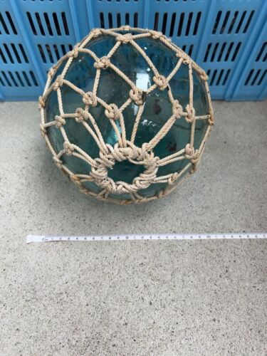 Glass Fishing Float Buoy Ball Vintage Japanese diameter 20cm 7.8in Net #3 - Picture 1 of 2