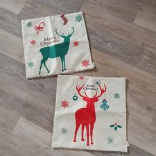 Christmas Deer Throw Pillow Matching Covers Zip Closure NEW Holiday Couch Decor