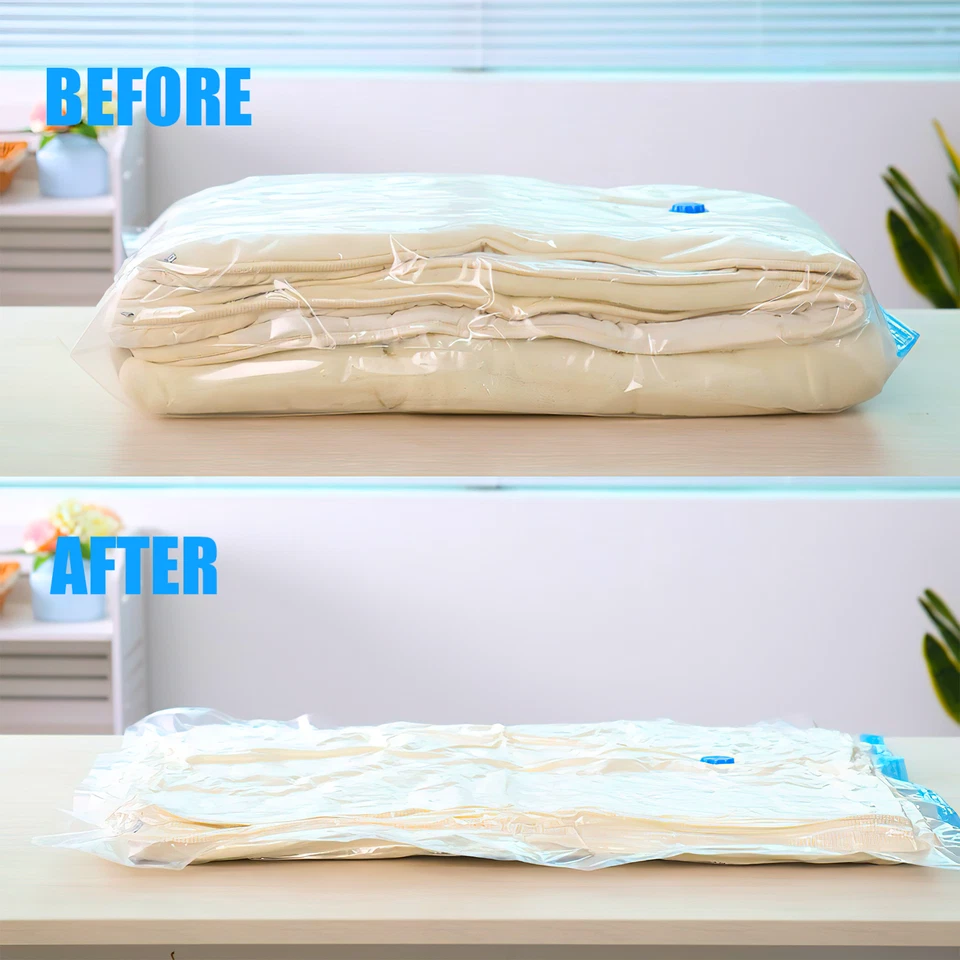 Bolsas de almacenamiento al vacío premium 8 piezas con doble sello de cremallera y protección de válvula contra fugas Foto 2 de 4