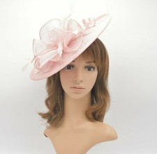 MF681 Pale Blush Kentucky Derby Wedding Church Easter Race Sinamay Fascinator