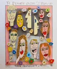 James Rizzi 3D Hand Signed Hand Numbered Make Friends With Life Joy / Life
