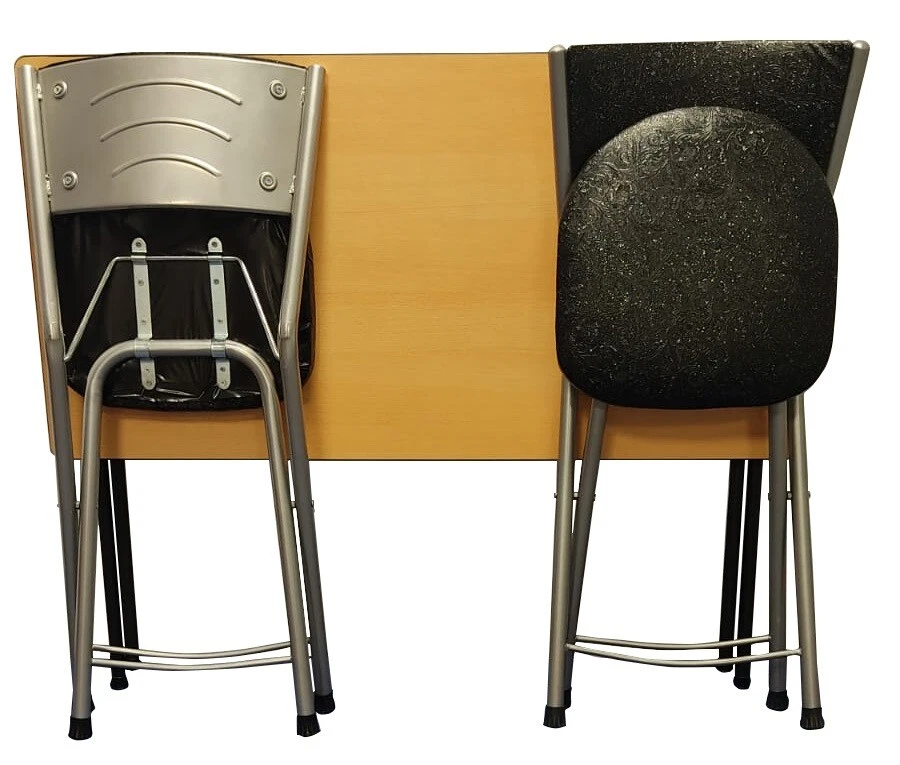 Meta Folding Dining Table with 4 Artificial Faux Leather Padded Chairs Set - Image 4 of 4