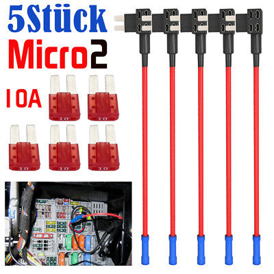5 x Strom Dieb Abgreifer Steck Verteiler Flach Sicherung Adapter Kabel Micro2