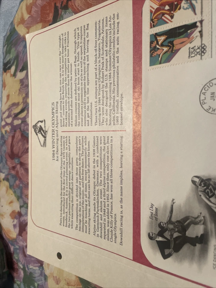 NRMT FDC 1984 WINTER OLYMPIC GAMES 2 20 CENT STAMPS ICE DANCING ALPINE SKIING - Image 4 of 4