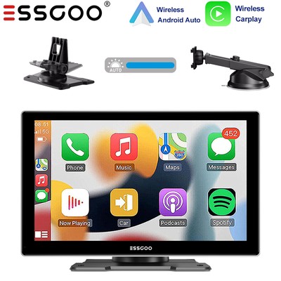 9'' Portable Car Stereo Apple CarPlay/Android Auto Wireless MP5 Player WIFI BT FM