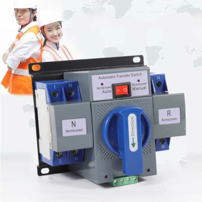 2P 63A Dual Power Automatic Transfer Switch Transferschalter Umschalter AC 220V
