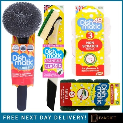 DISH MATIC WASHING UP BRUSH SPONGE LIQUID DISPENSER DISHMATIC REFILL ESSENTIAL
